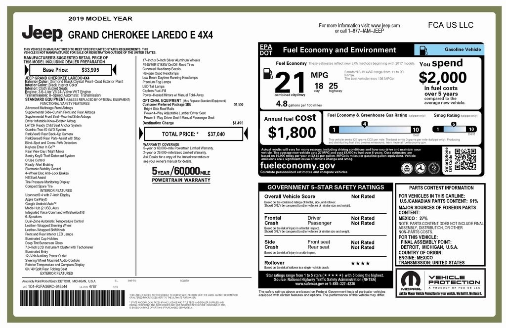 Jeep Grand Cherokee Laredo 4WD 2019