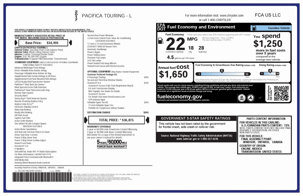 Chrysler Pacifica Touring-L 2017