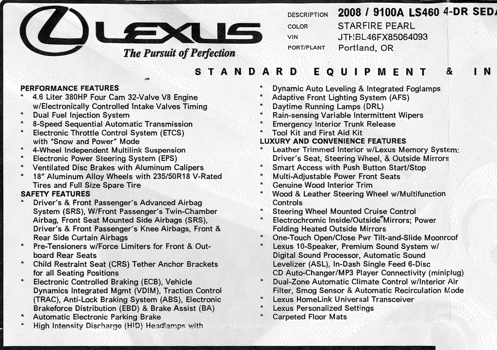 Lexus LS 460 Luxury Sedan 2008