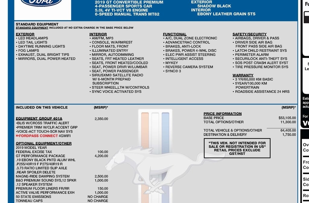 Ford Mustang GT convertible 2019