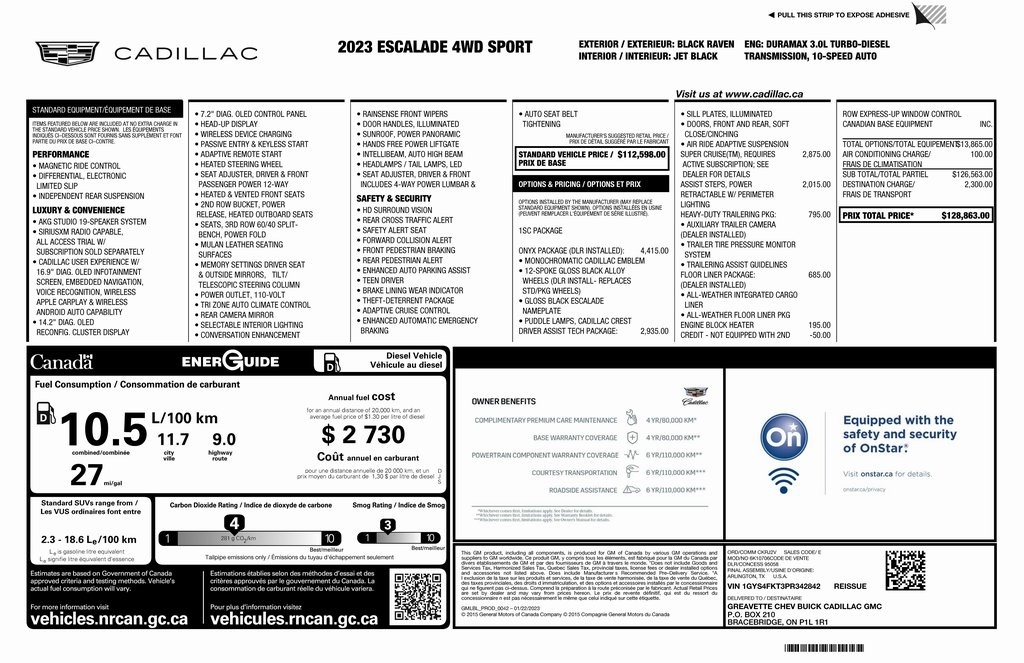 Cadillac Escalade Sport AWD 2023