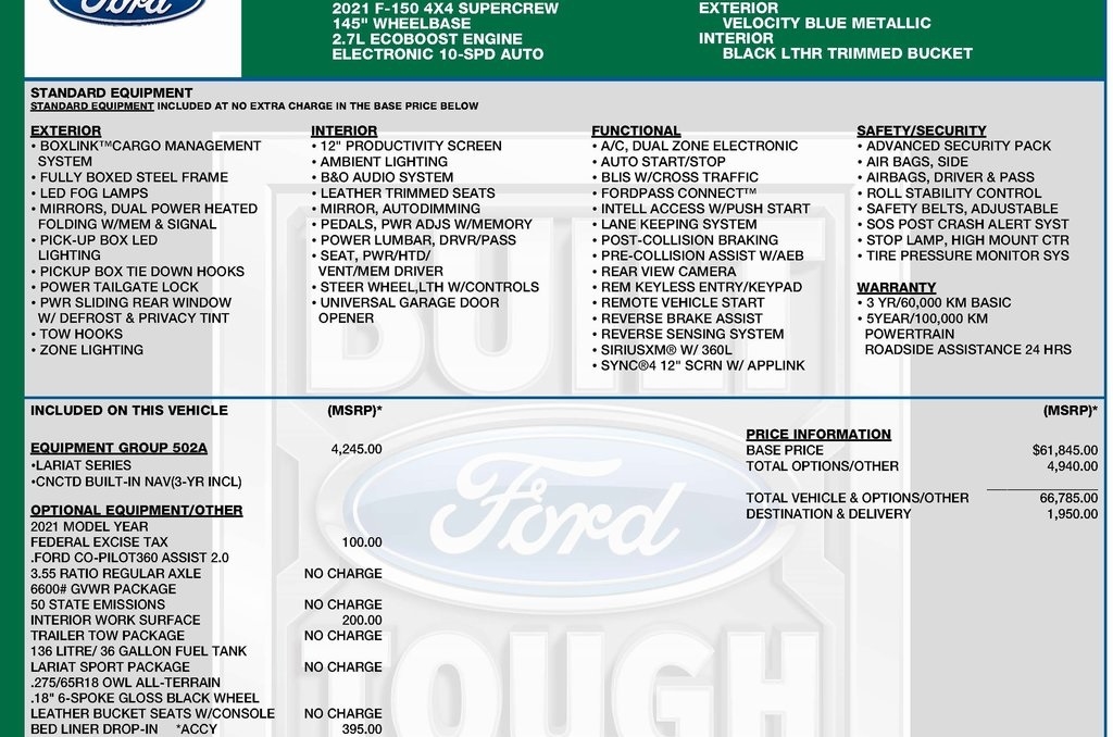 Ford F-150 Lariat SuperCrew 5.5-ft. Bed 4WD 2021