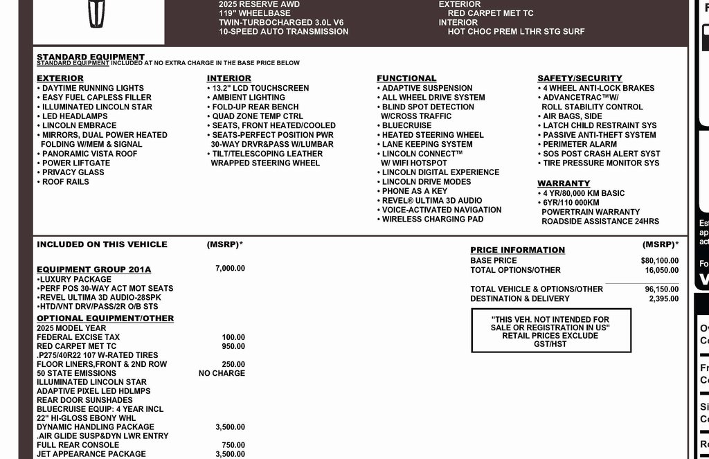 Lincoln Aviator Reserve AWD 2025