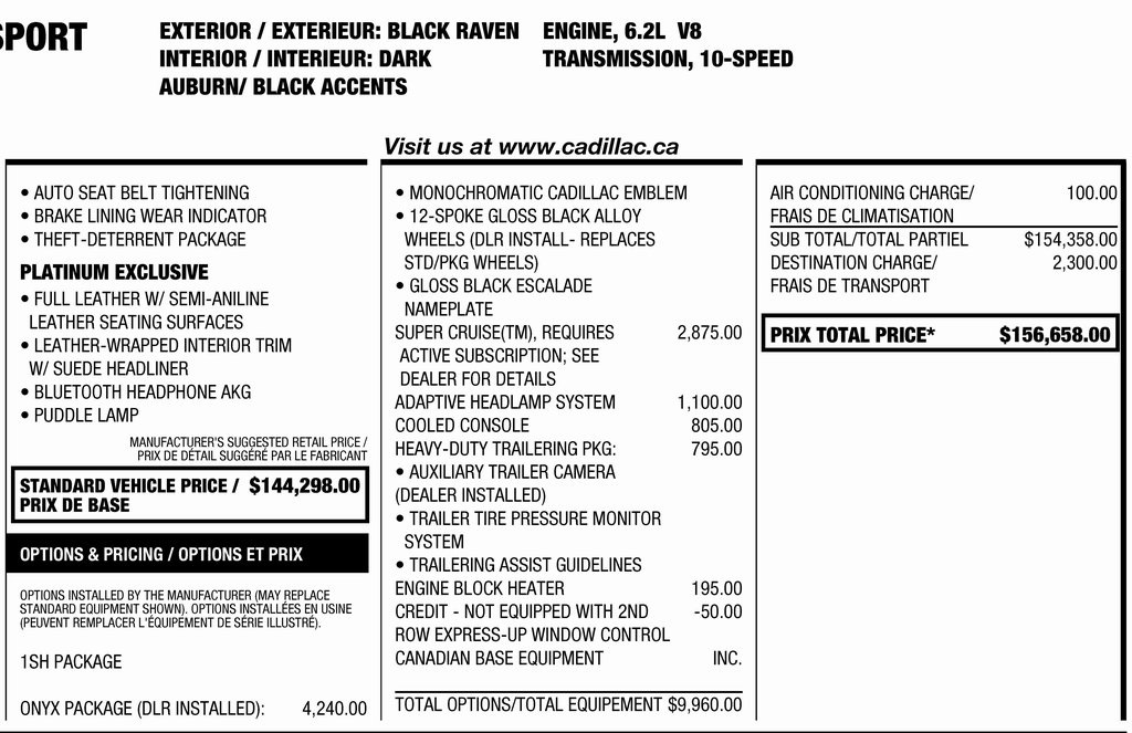 Cadillac Escalade ESV Sport Platinum AWD 2023