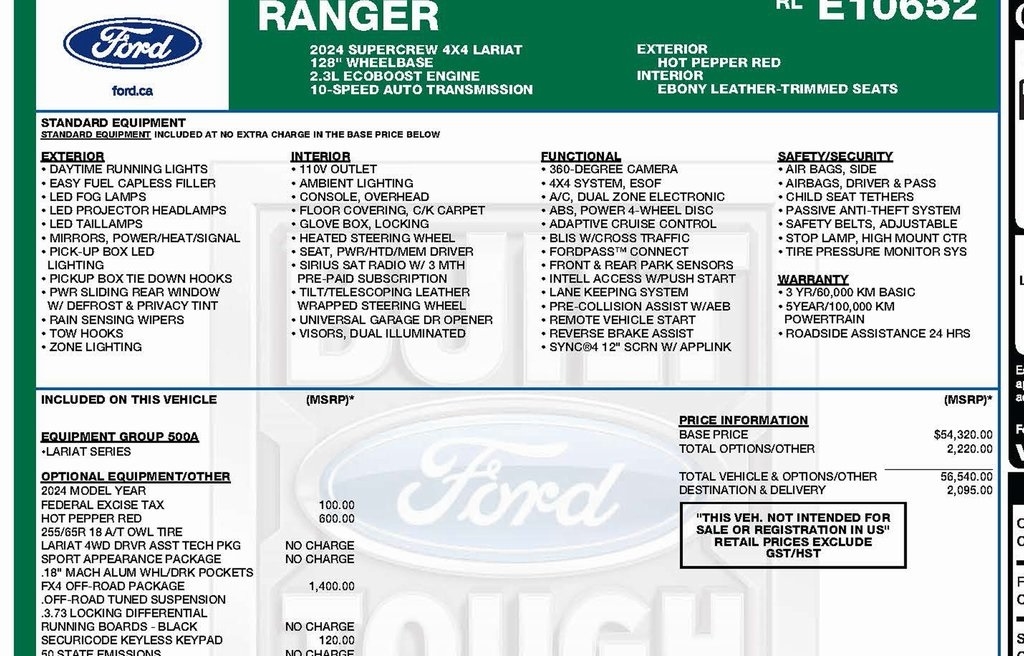 Ford Ranger Lariat SuperCrew 4WD 2024