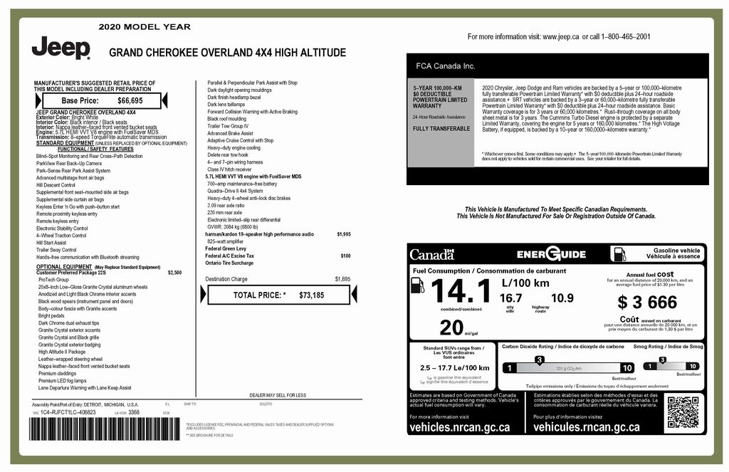 Jeep Grand Cherokee Overland 4WD 2020