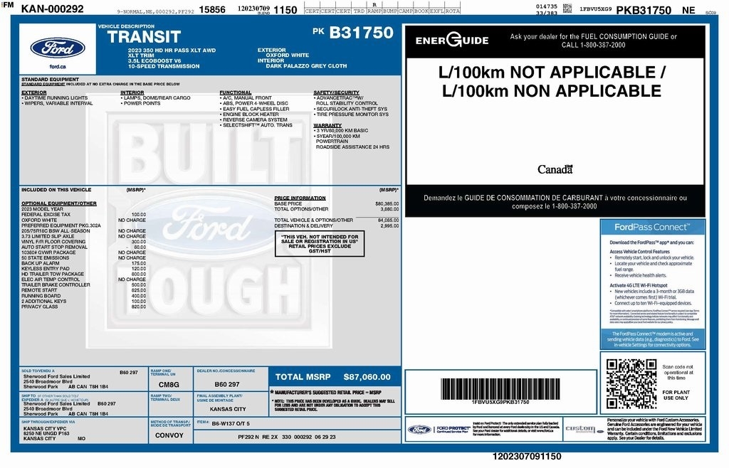 Ford Transit 350 Wagon HD High Roof XLT Sliding Pass. 148 WB EL 2023