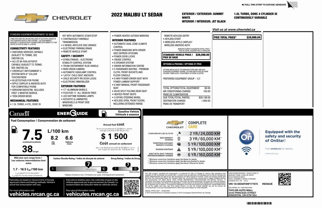 Chevrolet Malibu  2022