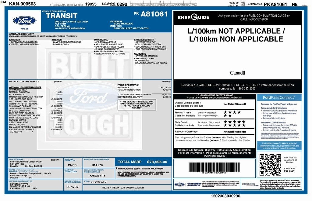Ford Transit 350 Wagon Low Roof XLT w/Sliding Pass. 148-in. WB 2023