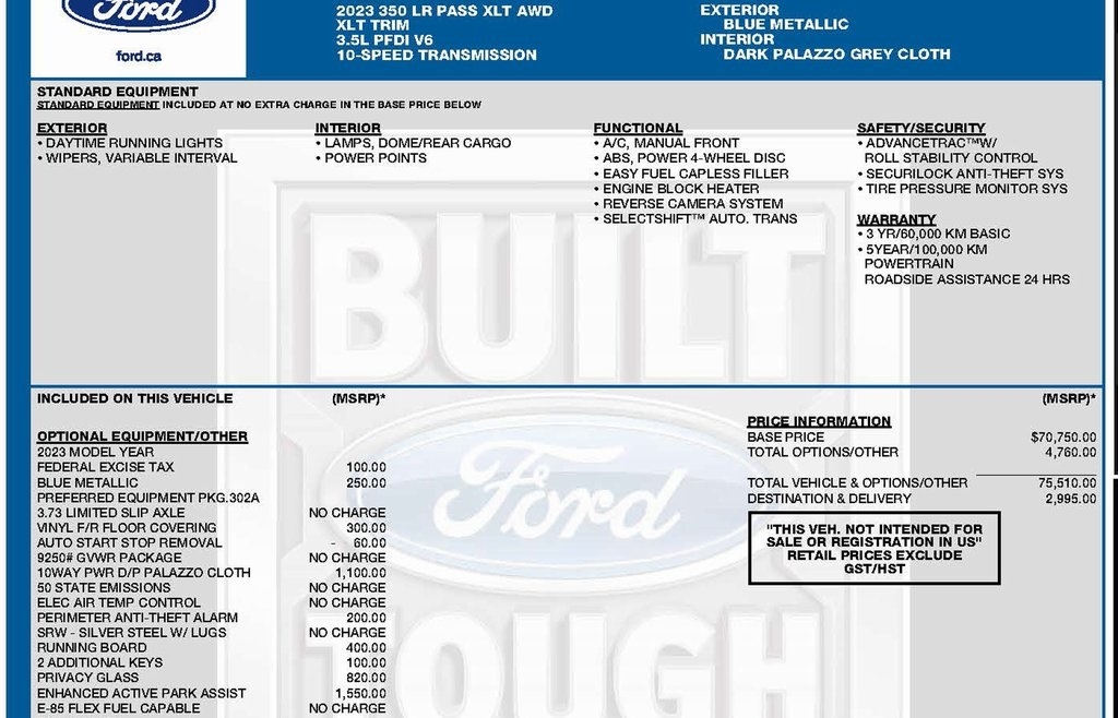 Ford Transit 350 Wagon Low Roof XLT w/Sliding Pass. 148-in. WB 2023
