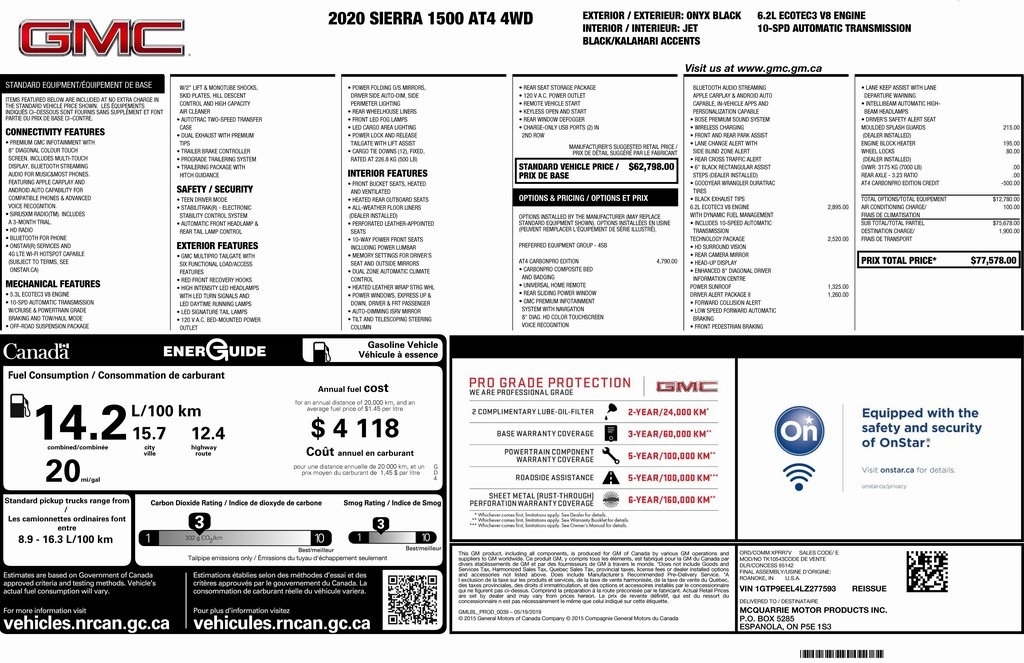 GMC Sierra 1500 AT4 Crew Cab Long Box 4WD 2020