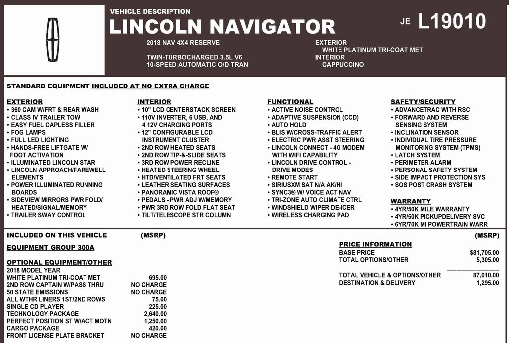Lincoln Navigator Reserve 4WD 2018
