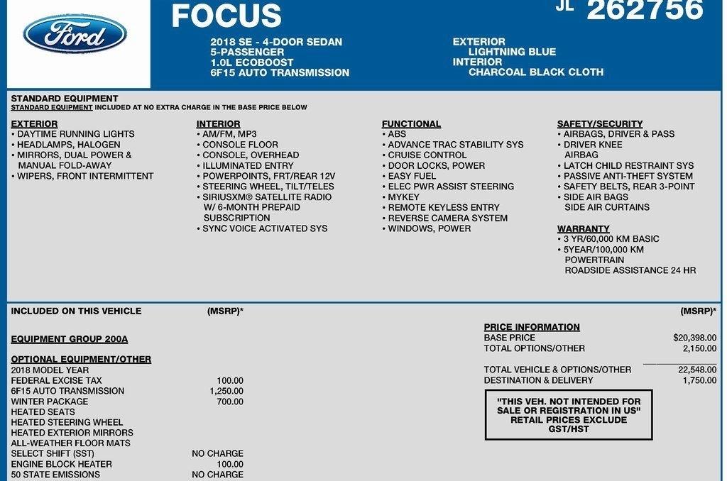 Ford Focus SE Sedan 2018