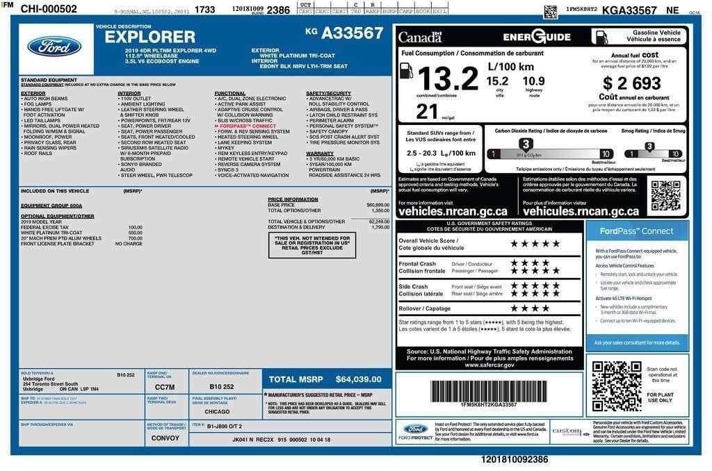 Ford Explorer Platinum AWD 2019