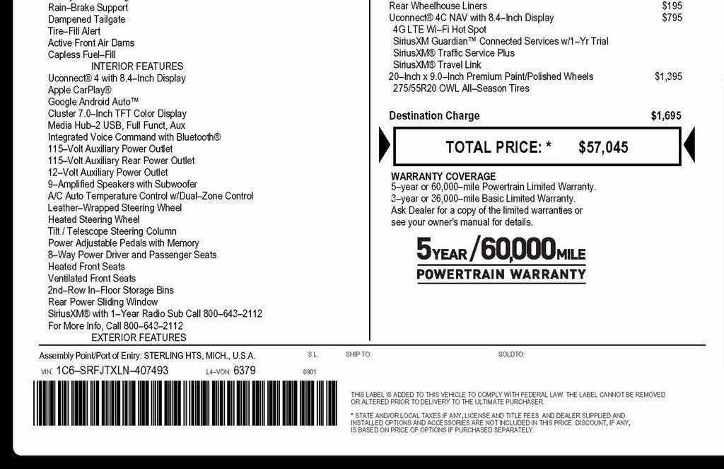 RAM 1500 Laramie Crew Cab SWB 4WD 2020