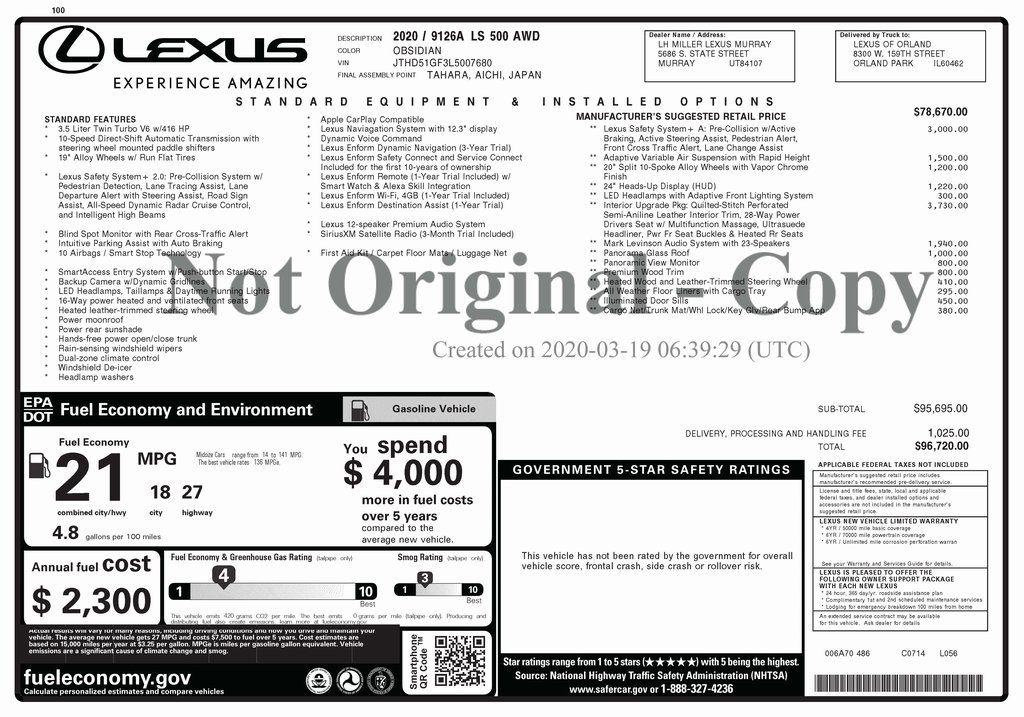 Lexus LS 500 AWD 2020