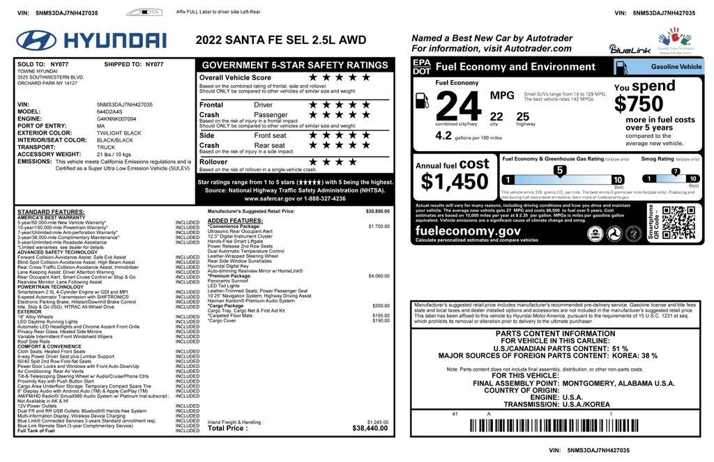 Hyundai Santa Fe SEL AWC w/Premium Package 2022
