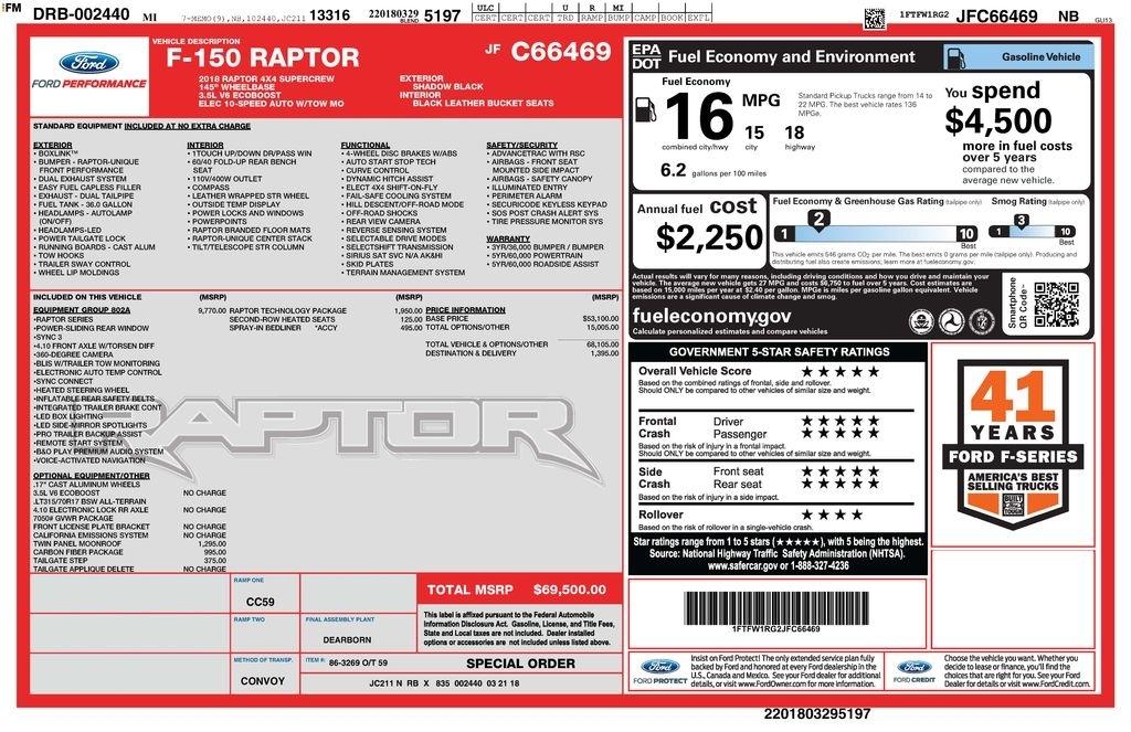 Ford F-150 Raptor SuperCrew 4WD 2018