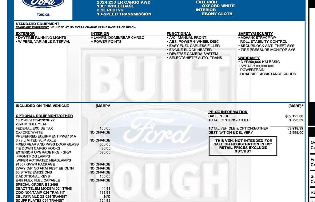 Ford Transit 250 Van High Roof w/Sliding Pass. 148-in. WB 2024