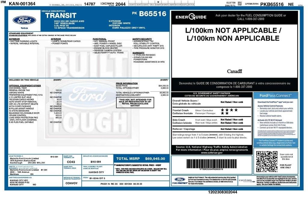 Ford Transit 250 Van High Roof w/Sliding Pass. 148-in. WB EL 2023