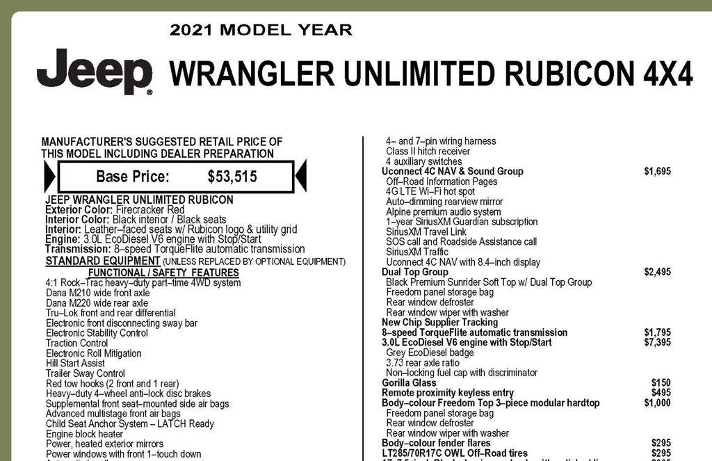 Jeep Wrangler Unlimited Rubicon 2021