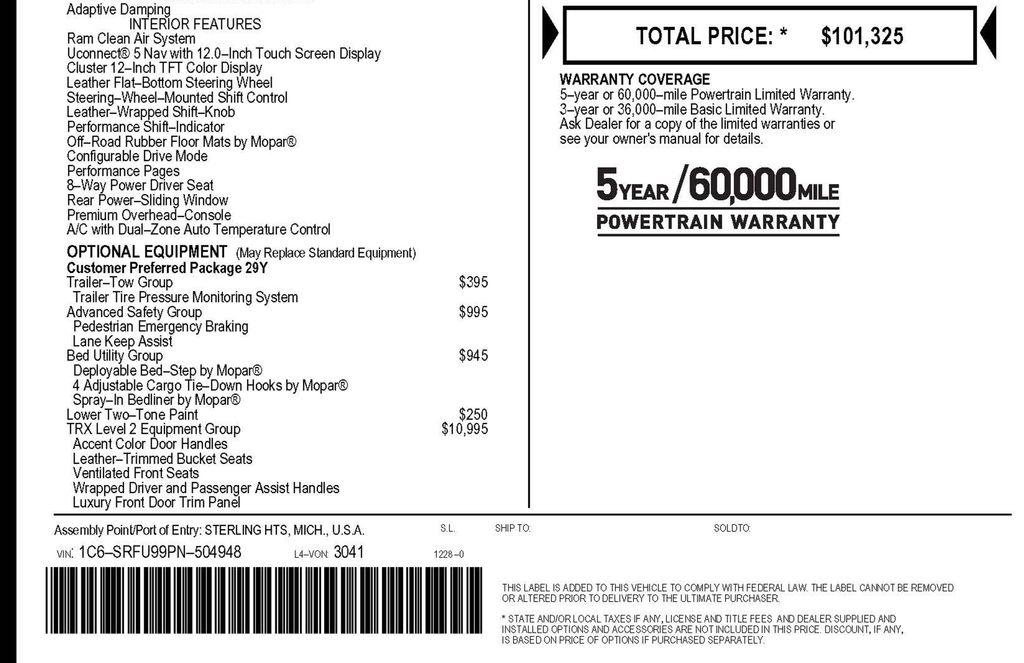 RAM 1500 TRX Crew Cab SB 4WD 2023