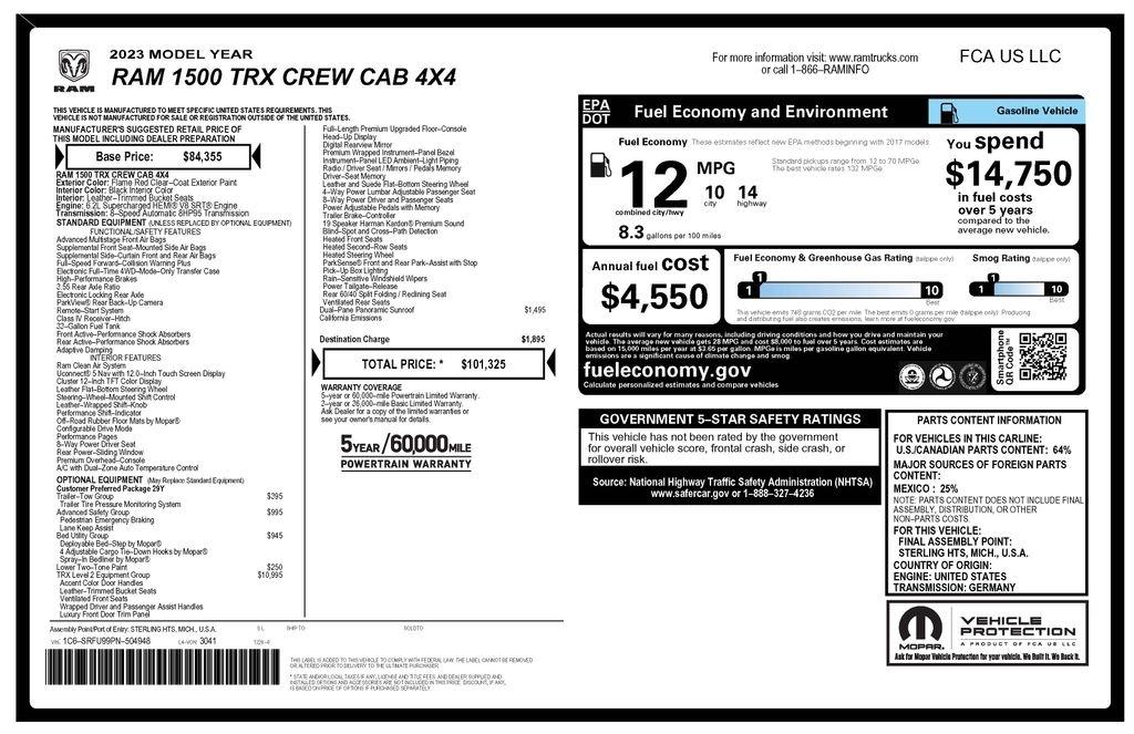 RAM 1500 TRX Crew Cab SB 4WD 2023