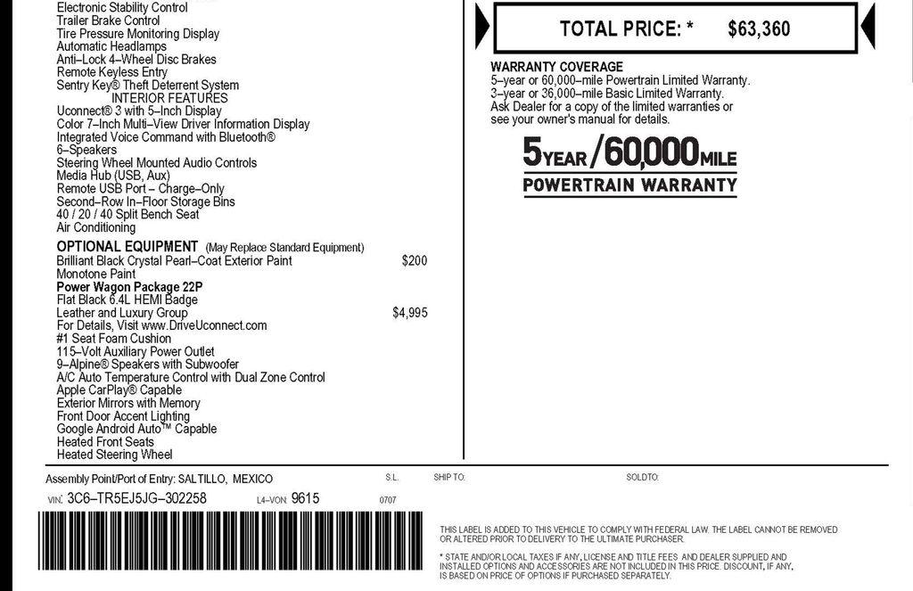 RAM 2500 Power Wagon Crew Cab SWB 4WD 2018