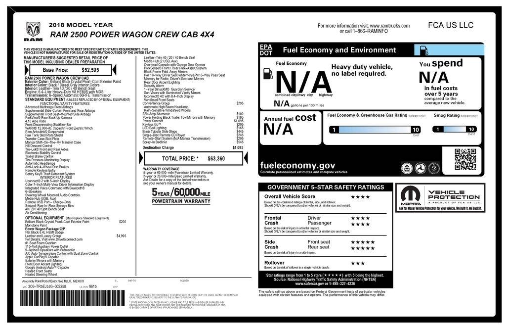 RAM 2500 Power Wagon Crew Cab SWB 4WD 2018