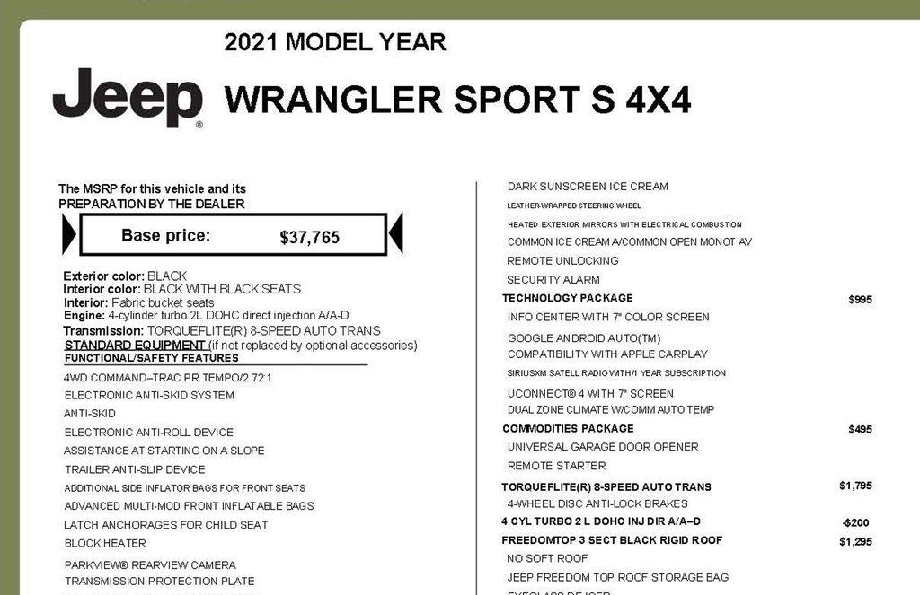 Jeep Wrangler Sport 2021