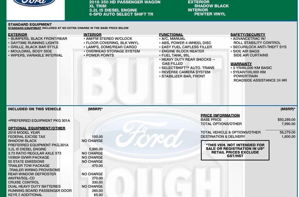 Ford Transit 350 Wagon HD High Roof XL Sliding Pass. 148 WB EL 2018