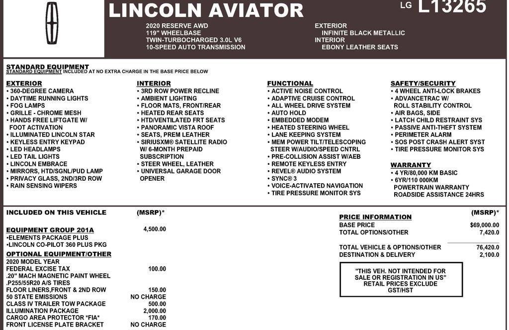 Lincoln Aviator Reserve AWD 2020
