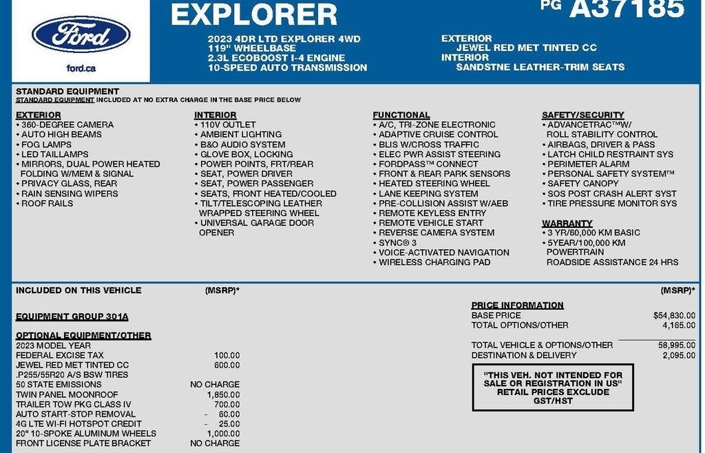 Ford Explorer Limited AWD 2023