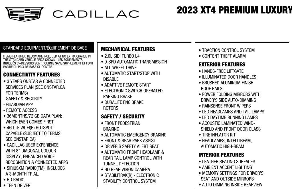 Cadillac XT4 Premium Luxury AWD 2023