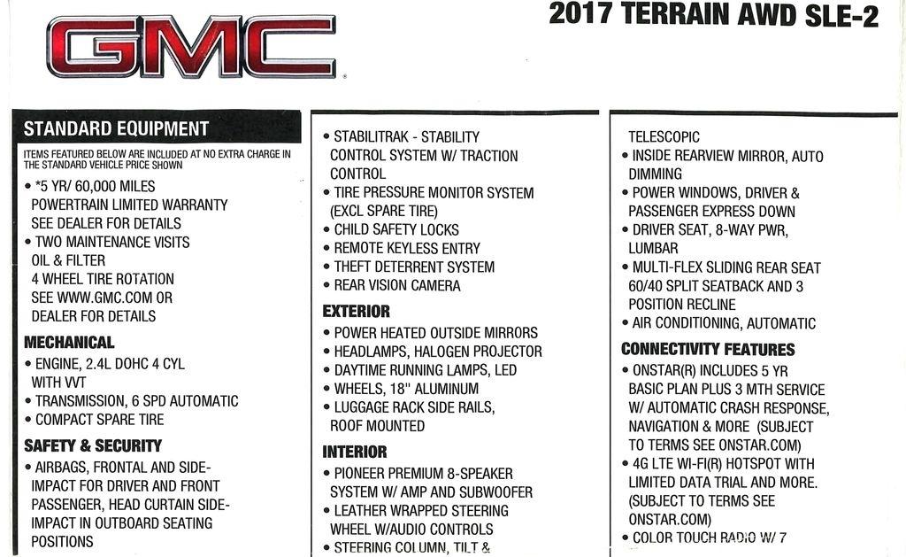 GMC Terrain SLE2 AWD 2017