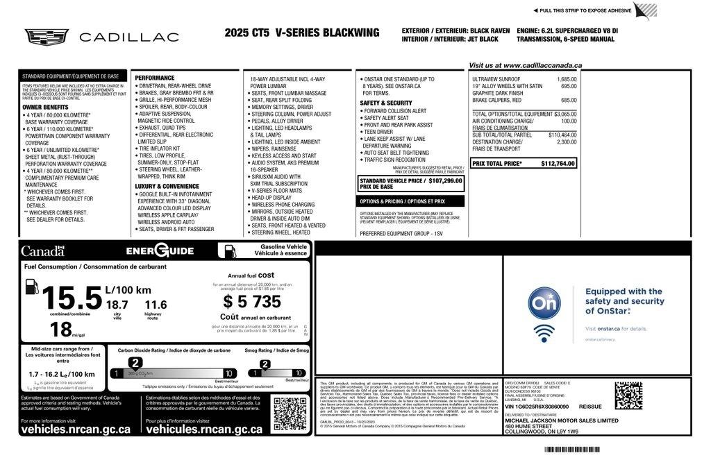 Cadillac CT5-V Blackwing Base 2025