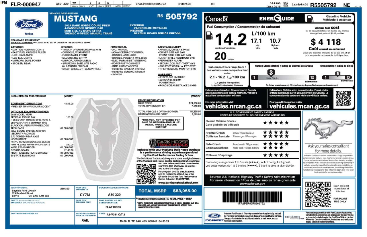 Ford Mustang Dark Horse 2024