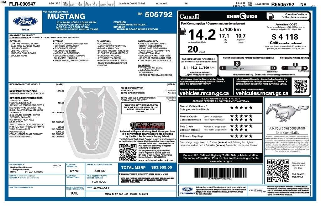 Ford Mustang Dark Horse 2024
