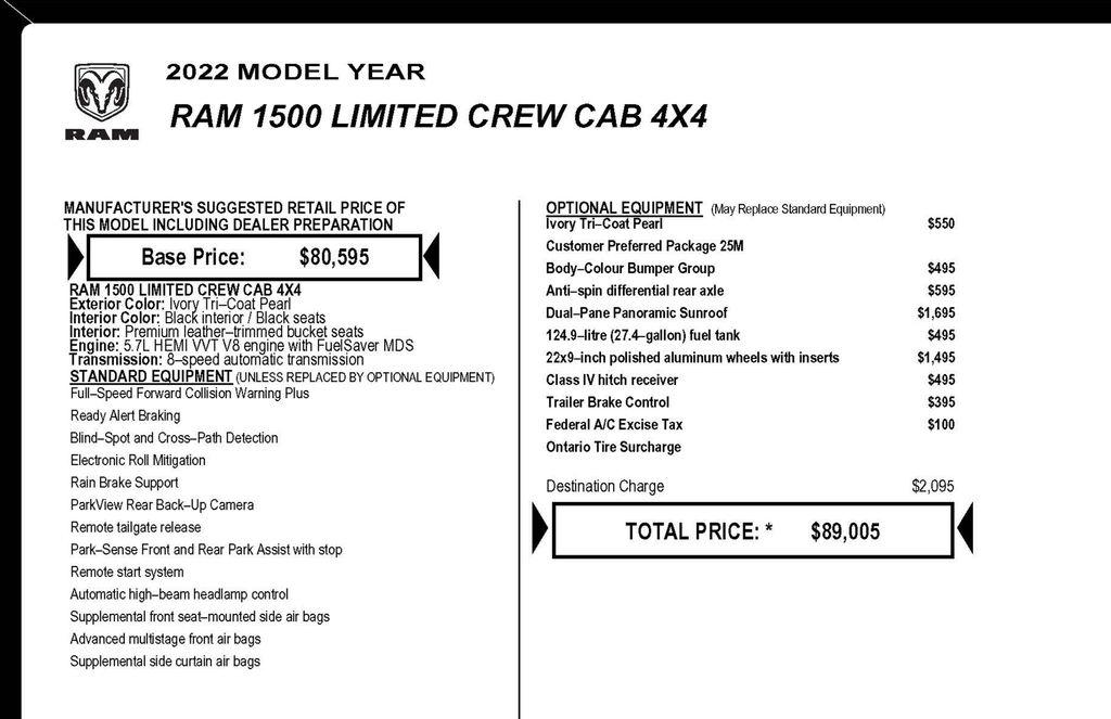 RAM 1500 Limited Crew Cab SWB 4WD 2022