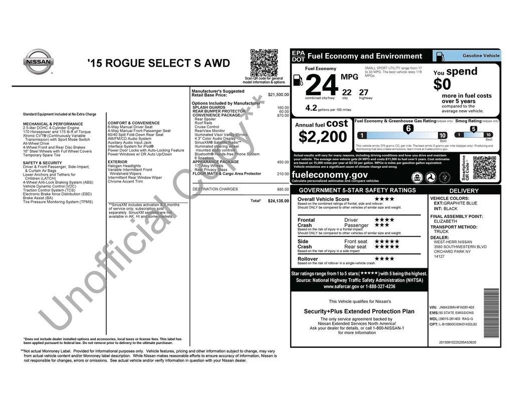 Nissan Rogue Select S AWD 2015