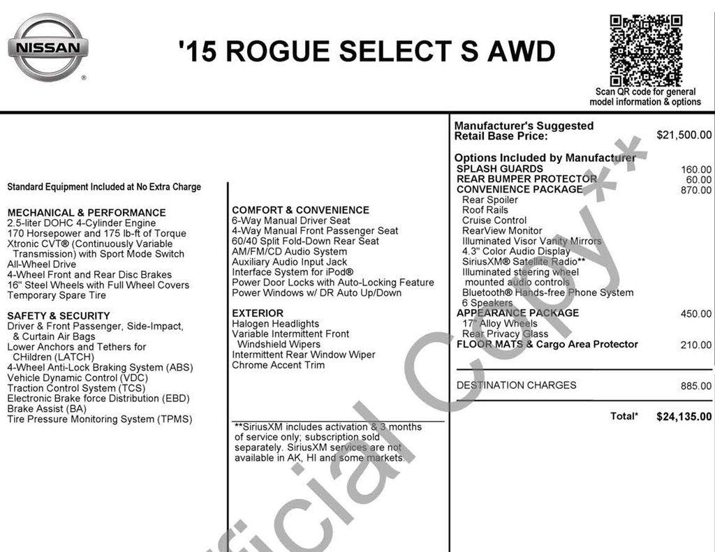 Nissan Rogue Select S AWD 2015