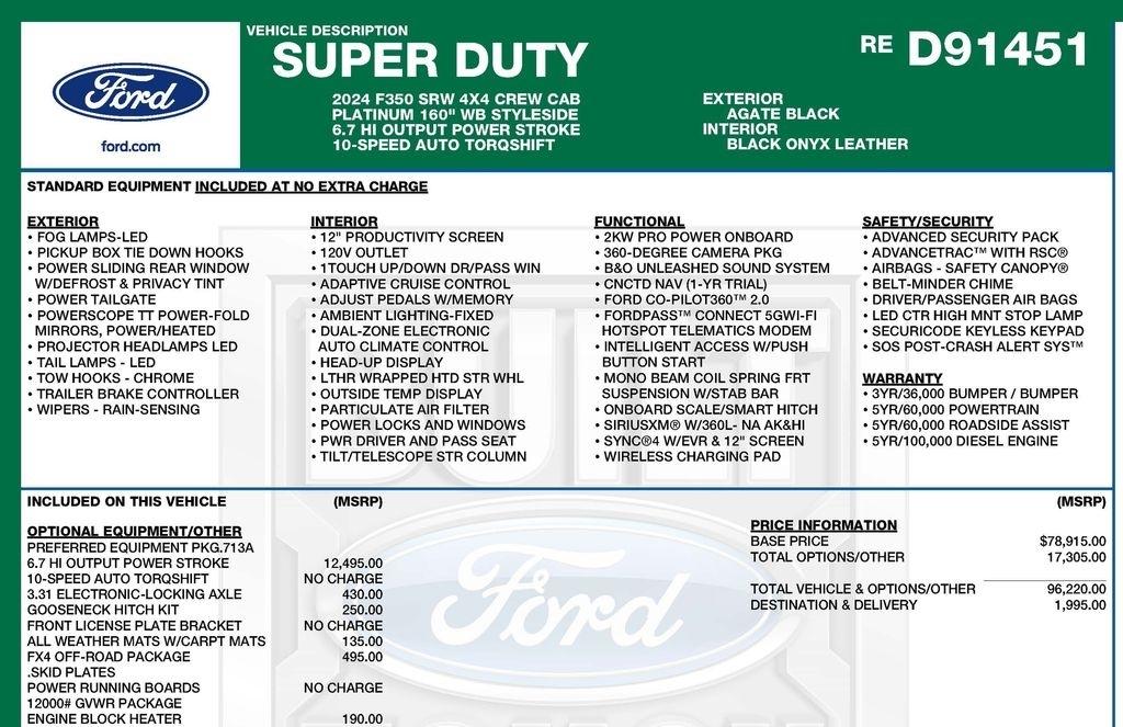 Ford F-350 SD Platinum Crew Cab Long Box 4WD 2024