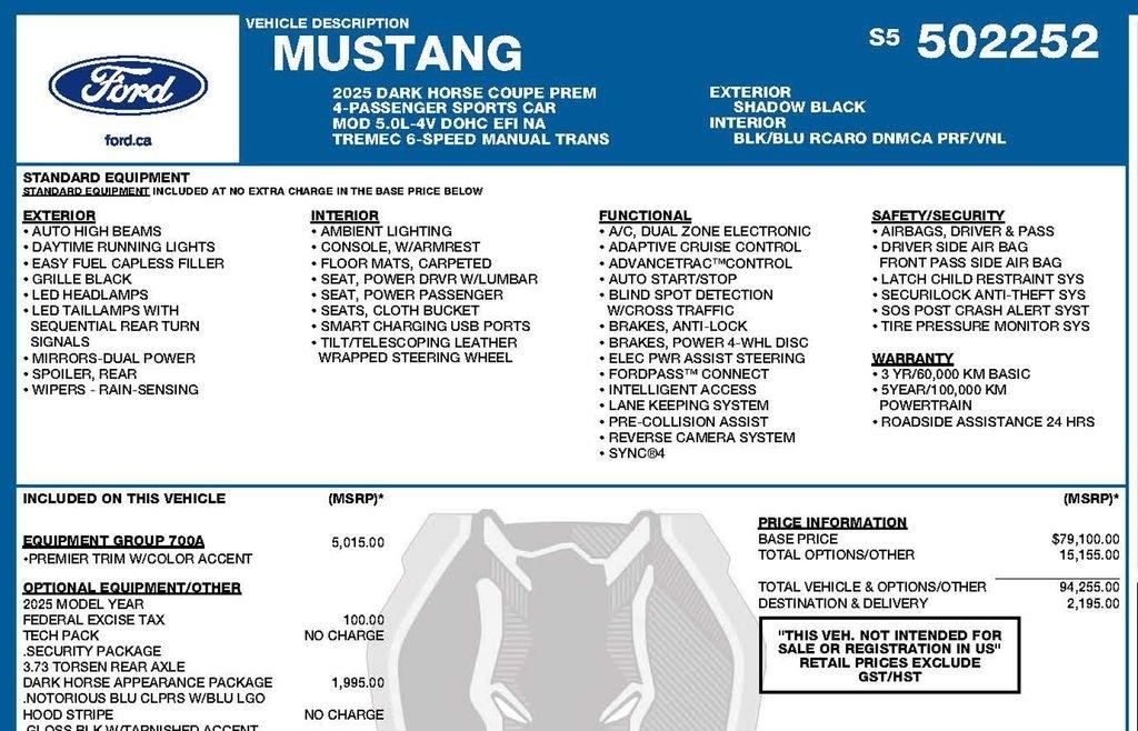 Ford Mustang Dark Horse 2025