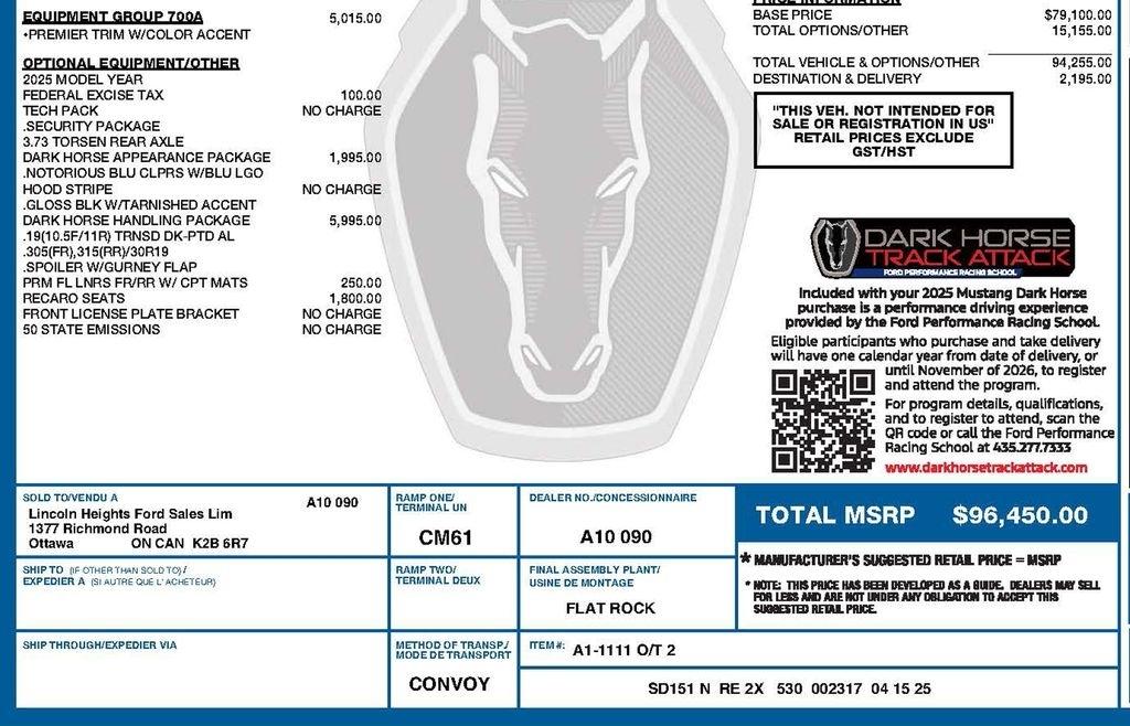 Ford Mustang Dark Horse 2025