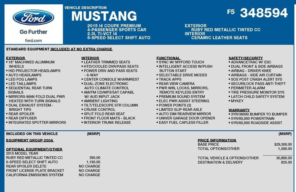 Ford Mustang EcoBoost Premium Coupe 2015