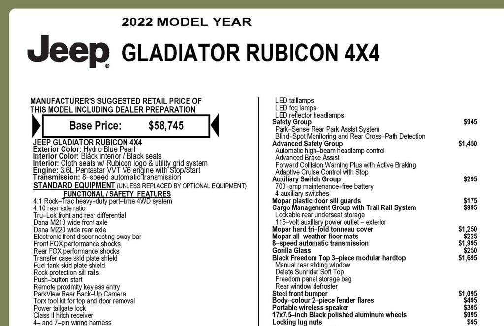 Jeep Gladiator Rubicon 2022