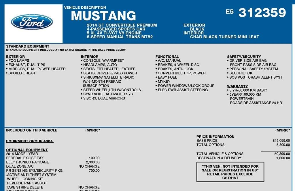 Ford Mustang GT convertible 2014