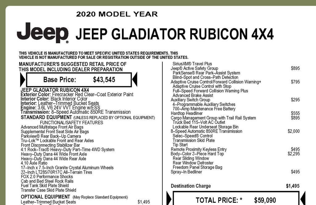 Jeep Gladiator Rubicon 2020