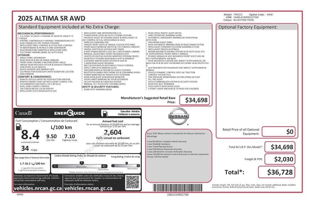 Nissan Altima 2.5 SR AWD 2025