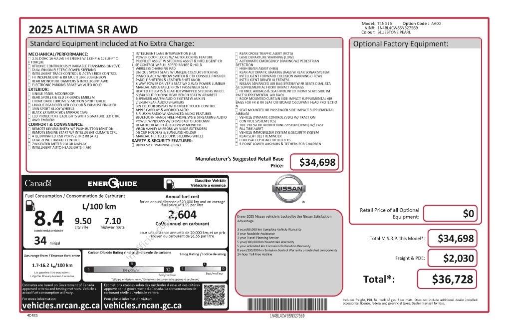 Nissan Altima 2.5 SR AWD 2025